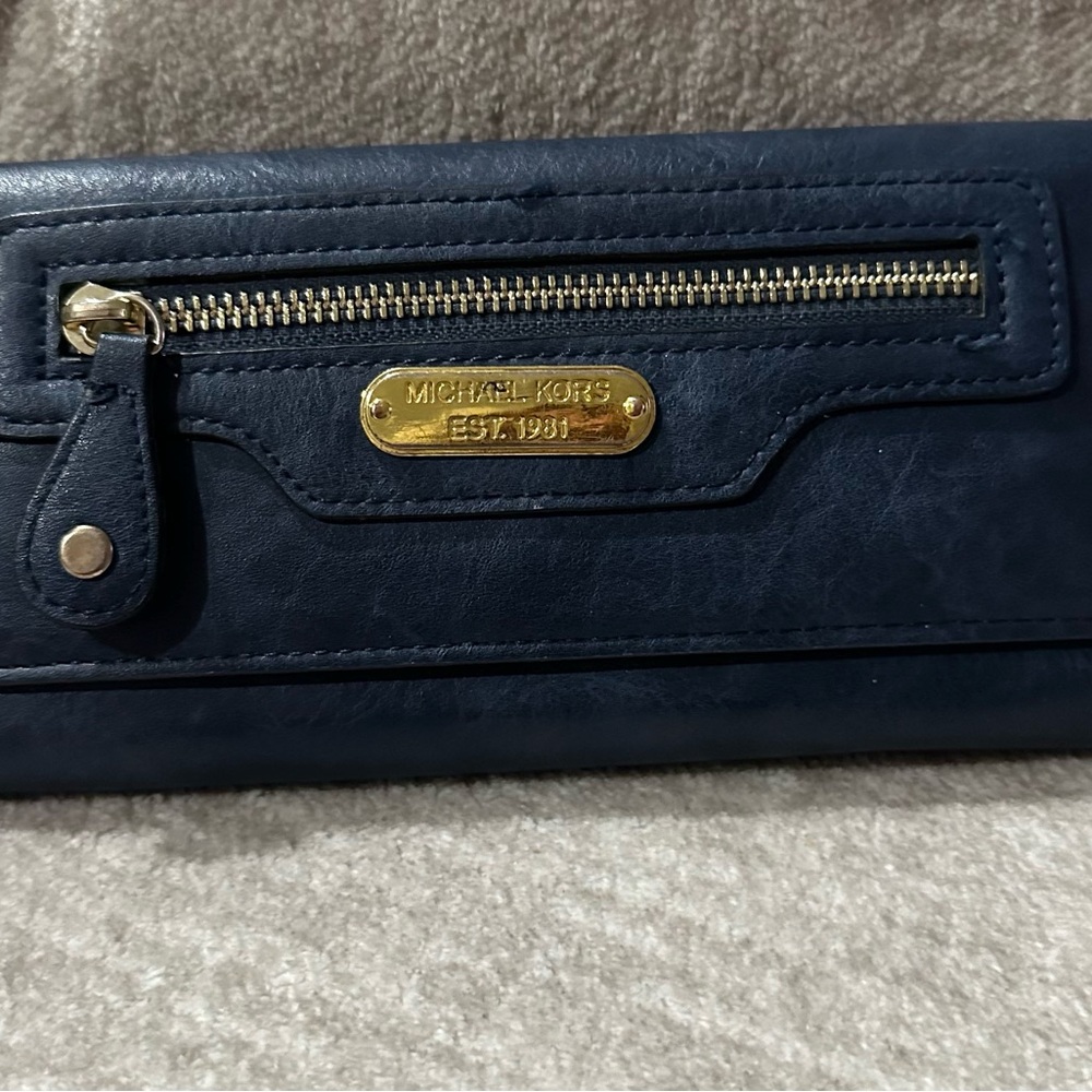 Michael Kors Blue and Gold Wallet Classic Design
